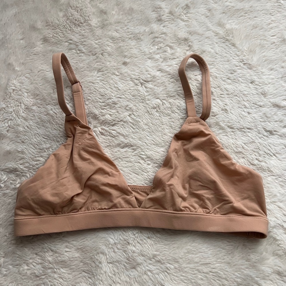 Skims Cotton Jersey Triangle Bralette Clay Sand Nude BR-TRI-9200 Womens Small